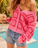 Salty Sunset Knit Seashell Print Sweater