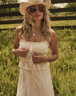 Boheme Dune Ruffle Trim Top