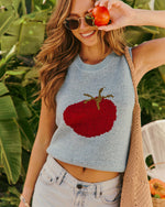 Farmstand Glow Tomato Print Knit Sleeveless Sweater
