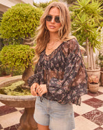 Secret Bloom Floral Neck Tie Blouse