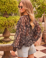 Secret Bloom Floral Neck Tie Blouse