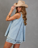 Desert Muse Pleated Denim Top