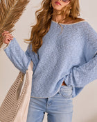 Plush Horizon Off The Shoulder Contrast Trim Sweater