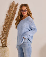 Plush Horizon Off The Shoulder Contrast Trim Sweater