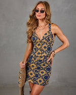 Summer Tour Geometric Print Denim Tank Top
