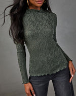 Charming Muse Lace Mock Neck Top