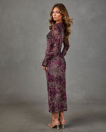 Darya Floral Velvet Mesh Maxi Dress