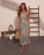 Blush Bay Palm Print Cut Out Maxi Dress