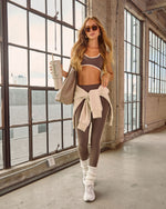 Chocolate % Final Stretch Contrast Trim Sports Bra-6