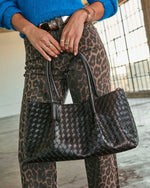 Calisse Textured Woven Vegan Leather Tote