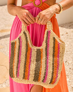 Sunswept Form Striped Straw Tote Bag