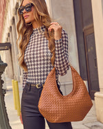 Corey Woven Vegan Leather Shoulder Bag