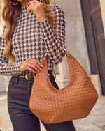 Corey Woven Vegan Leather Shoulder Bag