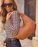 Corey Woven Vegan Leather Shoulder Bag