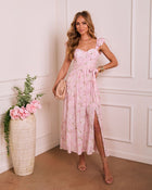Soft Afternoon Floral Waist Tie Maxi Dress