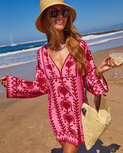 Sunset Riviera Abstract Mini Shift Dress VICI Sunset Riviera Abstract Mini Shift Dress VICI