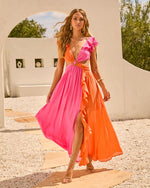 Solaya Cut Out Color Block Maxi Dress