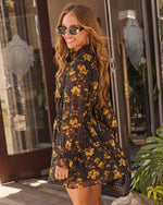 Autumn Debut Floral Chiffon Mini Dress