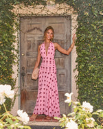 Phillis Mesh Polka Dot Halter Neck Maxi Dress