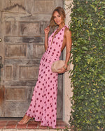 Phillis Mesh Polka Dot Halter Neck Maxi Dress