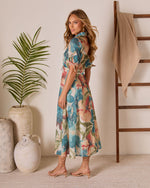 Citrus Splash Belted Eyelet Midi Dress