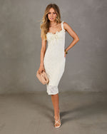 Romantic Prairie Floral Knit Crochet Maxi Dress