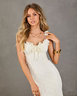 Romantic Prairie Floral Knit Crochet Maxi Dress