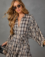 Rowena Plaid Waist Tie Mini Shirt Dress