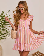 Seaside Pier Ruffle Striped Mini Dress