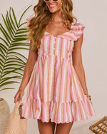 Seaside Pier Ruffle Striped Mini Dress