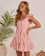Seaside Pier Ruffle Striped Mini Dress