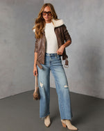Georginna Leather Fur Collar Moto Jacket
