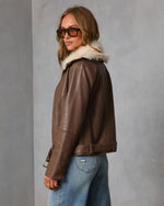 Georginna Leather Fur Collar Moto Jacket