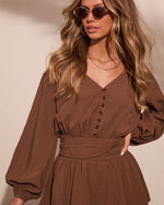 Soft Thistle Pleated Waist Romper
