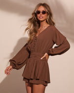 Soft Thistle Pleated Waist Romper
