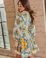 Style Authority Paisley Waist Tie Mini Shirt Dress