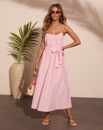 Coastal Daydream Striped Waist Tie Maxi Dress