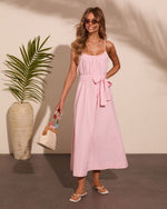 Coastal Daydream Striped Waist Tie Maxi Dress