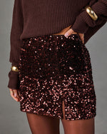 Going Out Velvet Sequin Mini Skirt