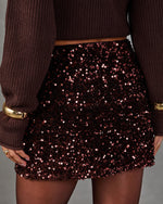 Going Out Velvet Sequin Mini Skirt