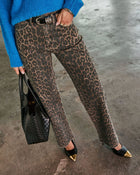 Yaron Stretch Leopard Print Wide Leg Jeans