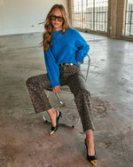 Yaron Stretch Leopard Print Wide Leg Jeans