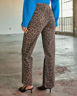 Yaron Stretch Leopard Print Wide Leg Jeans