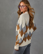 Warm Solace Knit Argyle Cardigan
