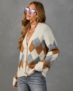 Warm Solace Knit Argyle Cardigan