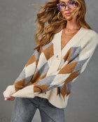 Warm Solace Knit Argyle Cardigan