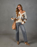 Warm Solace Knit Argyle Cardigan