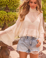 Ocean Avenue Tiered Ruffle Mock Neck Top