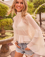 Ocean Avenue Tiered Ruffle Mock Neck Top