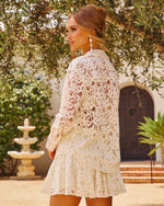 Bright Brunch Lace Button Down Top